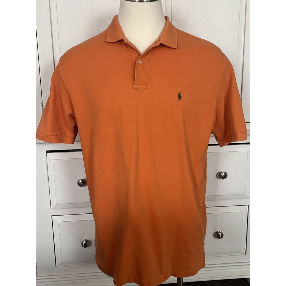 Polo Ralph Lauren Shirt Men's XL Short Sleeve Orange Read Desc